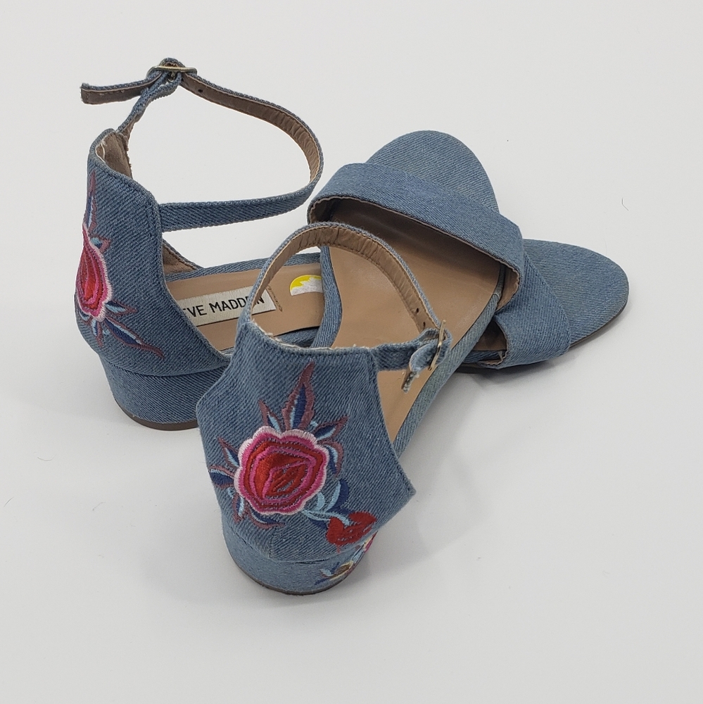 Steve madden denim jinca embroidered sandals - Picture 1 of 4